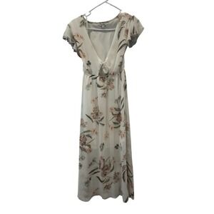 Garden Girl Floral Maxi Dress with Flutter Cap Sleeves Size S